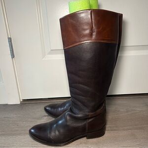 Hugo Boss Womens Dark Brown and Light Brown Camel Riding Boots EU 38.5 / US 8.5